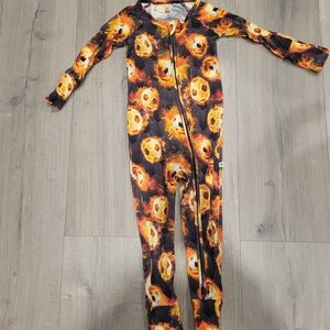 Bamboo Bums And Roses Blazing Goals Soccer One Piece Pajama with Fireball Design